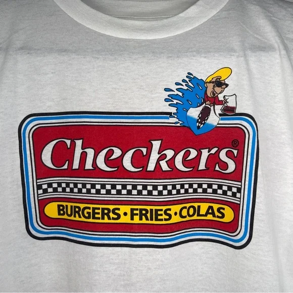 Checkers Burgers Shirt Mens XL Vintage T Shirt 90s Single Stitch Tee Rare USA
